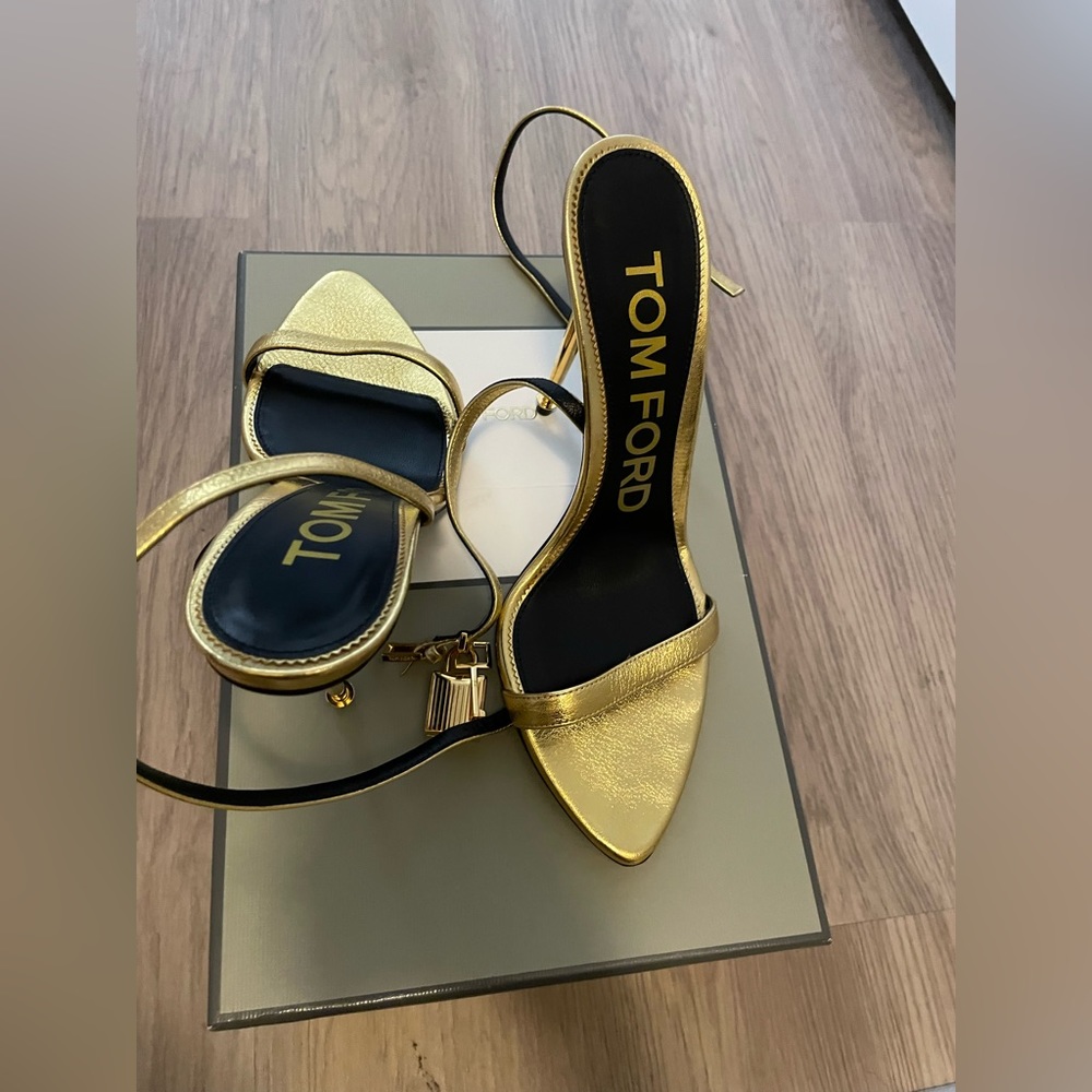 Tom Ford Lock Heels 105mm - Gold - Size 38.5